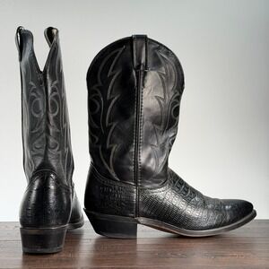 Vintage Laredo Cowboy Boots Mens 10.5 Black Leather Rodeo Western Ranch Workwear